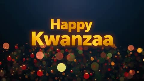Happy Kwanzaa Golden Text Glowing Over Colorful Bokeh Animation for Holiday Greeting