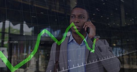 Business Diagrams Over Biracial Professional on Phone - Download Free Stock Images Pikwizard.com