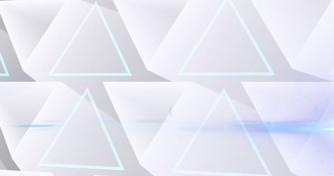 Glowing Network of 3D Triangular White Shapes