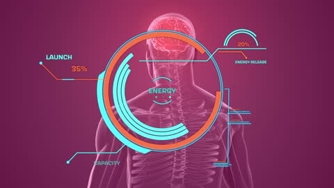 Innovative Digital Interface with Energy Bars and Clock Animation