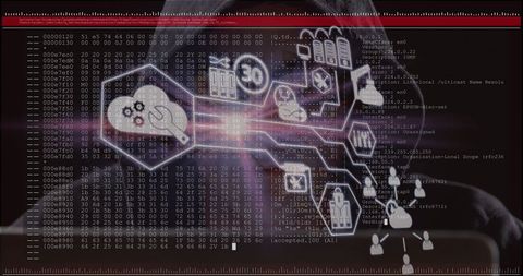 Cybersecurity Threat with Hacker Overlay and Data Processing Graphics - Download Free Stock Images Pikwizard.com