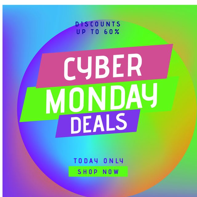 Cyber Monday Deals Poster with Up to 60 percent Discounts - Download Free Stock Templates Pikwizard.com