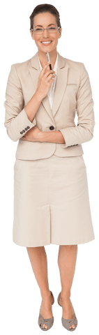 Smiling Confident Businesswoman in Suit on Transparent Background