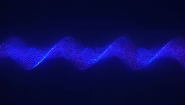 Flowing blue wave in digital concept atmosphere