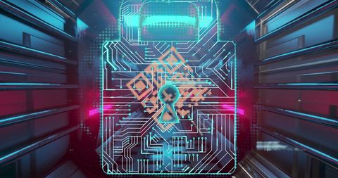 Cybersecurity Concept with Digital Lock and Data Tunnel