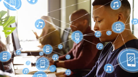 Networking Technology Connecting Diverse Business Team in Modern Office