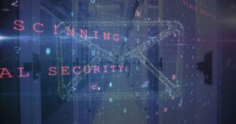 Futuristic Email Security with Virus Alert over Servers - Download Free Stock Images Pikwizard.com