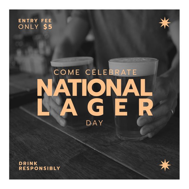 Celebrating National Lager Day with Affordable Entry Fee and Fresh Lager - Download Free Stock Templates Pikwizard.com