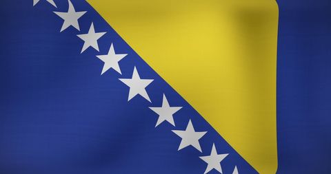 Flags of Bosnia and Herzegovina Waving in Motion