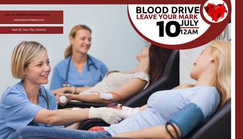 Community blood drive with volunteers donating blood