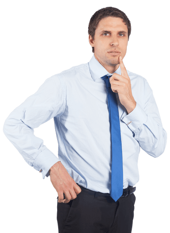 Transparent Background Businessman Contemplating with Hand on Chin - Download Free Stock Videos Pikwizard.com