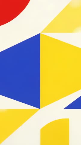 Vertical abstract video zooming blue-yellow prism focusing seam with receding red arc