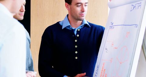 Businessmen Analyzing Data on Whiteboard during Meeting - Download Free Stock Images Pikwizard.com