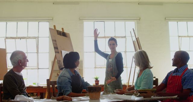 Art Instructor Teaching a Diverse Group of Adult Students - Download Free Stock Images Pikwizard.com