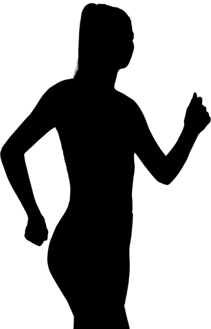 Transparent silhouette of athletic woman jogging outdoor