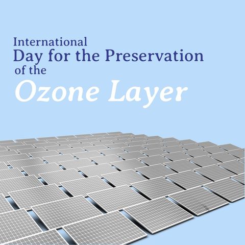 Conceptual imagery highlighting the connection between solar energy and ozone layer preservation. Commemorating the International Day for the Preservation of the Ozone Layer emphasizes the importance of sustainable practices. Ideal for promoting awareness around environmental protection and celebrating clean energy solutions. Great for use in educational resources, eco-friendly promotions, and climate change awareness campaigns.