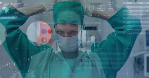 Innovative healthcare concept with surgeon and data visualization