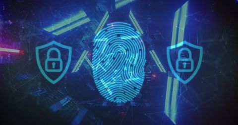 Biometric Security Concept with Digital Fingerprint and Padlocks - Download Free Stock Images Pikwizard.com