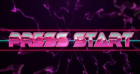 Neon Press Start Text over Purple Light Trails - Download Free Stock Images Pikwizard.com