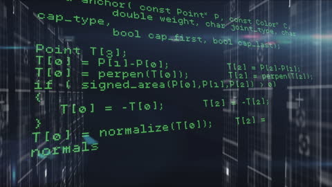 Streaming Data Processing Animation with Code Overlays on Black Background