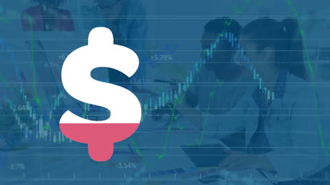 Dollar Sign Animation with Financial Data and Business Team Collaboration