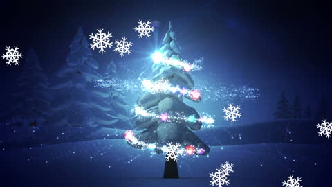 Enchanted Snowy Christmas Tree with Magical Glow