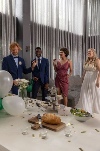 Joyful Wedding Celebration in Chic Modern Lounge Venue