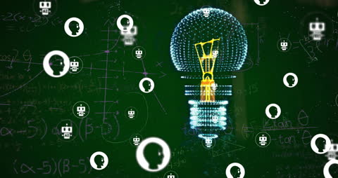 Innovative Technology Concept with Light Bulb and Equations