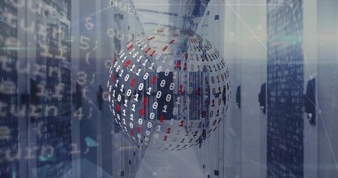 Globe and Binary Code in Digital Data Center - Download Free Stock Images Pikwizard.com
