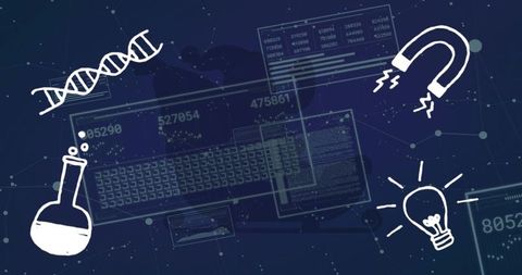 Futuristic Science and Technology Interface with Innovation Icons