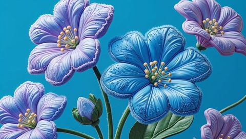 Exquisite dew-kissed forget me not flowers on vivid blue background