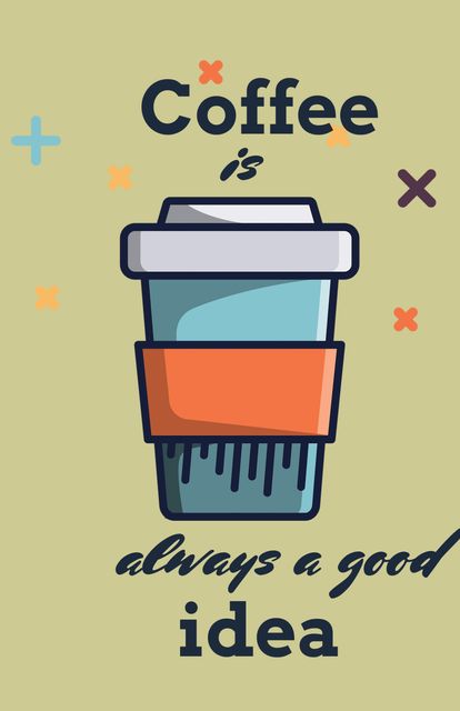 Playful Coffee Cup Art with Positive Quote - Download Free Stock Templates Pikwizard.com