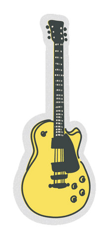 Comic style yellow electric guitar illustration on transparent background