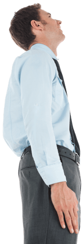 Transparent Businessman Looking Upward in Excitement