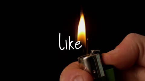 Hand Holding Lighter with Like Text Overlay