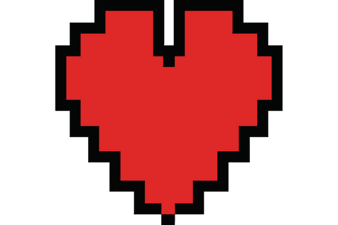 Digital red heart on transparent background for romance designs