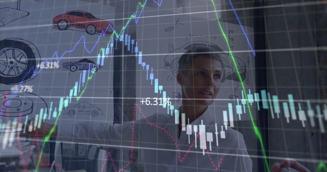 Businesswoman Analyzing Financial Data and Automotive Model - Download Free Stock Images Pikwizard.com