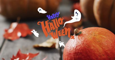 Festive Halloween Greeting with Pumpkins and Ghosts