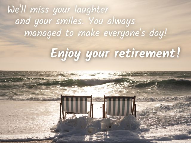 Retirement Greeting Card with Beach Chairs and Sunset - Download Free Stock Templates Pikwizard.com