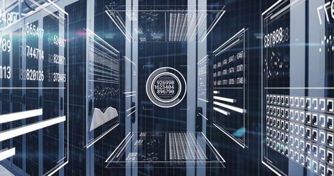 Futuristic Data Center with Digital Graph Overlays Reflecting Business Growth - Download Free Stock Images Pikwizard.com