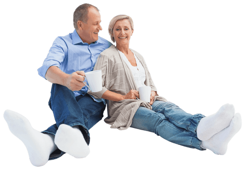 Happy Mature Couple Enjoying Coffee on Transparent Background - Download Free Stock Videos Pikwizard.com