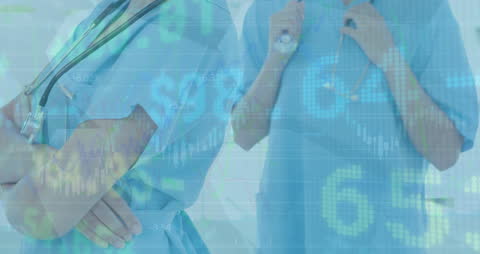 Doctors Analyzing Digital Data Interface with Medical Statistics