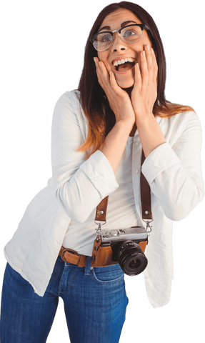 Transparent Image of Surprised Woman in Glasses - Download Free Stock Videos Pikwizard.com