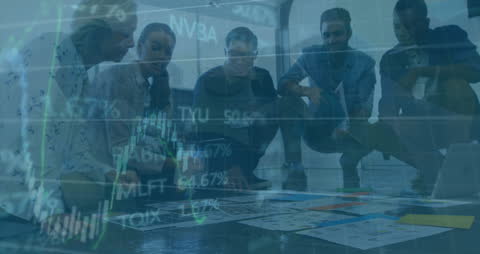 Business Team Analyzing Data Sala