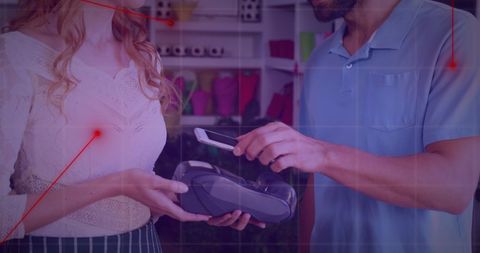 digital payment interaction in retail environment with holographic overlay - Download Free Stock Images Pikwizard.com