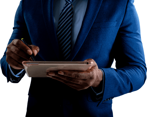 transparent businessman using digital tablet in corporate environment - Download Free Stock Videos Pikwizard.com