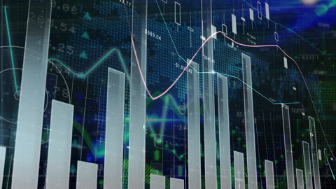 Futuristic Graphs Showing Financial Data Overview
