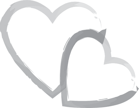 Grey Hearts Interlocked Vector on Transparent Background