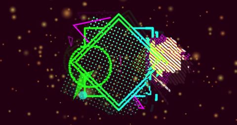 Neon Geometric Shapes with Retro Futuristic Vibes