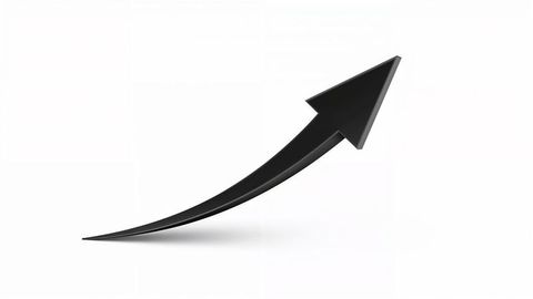 3d black curved arrow indicating growth and progress